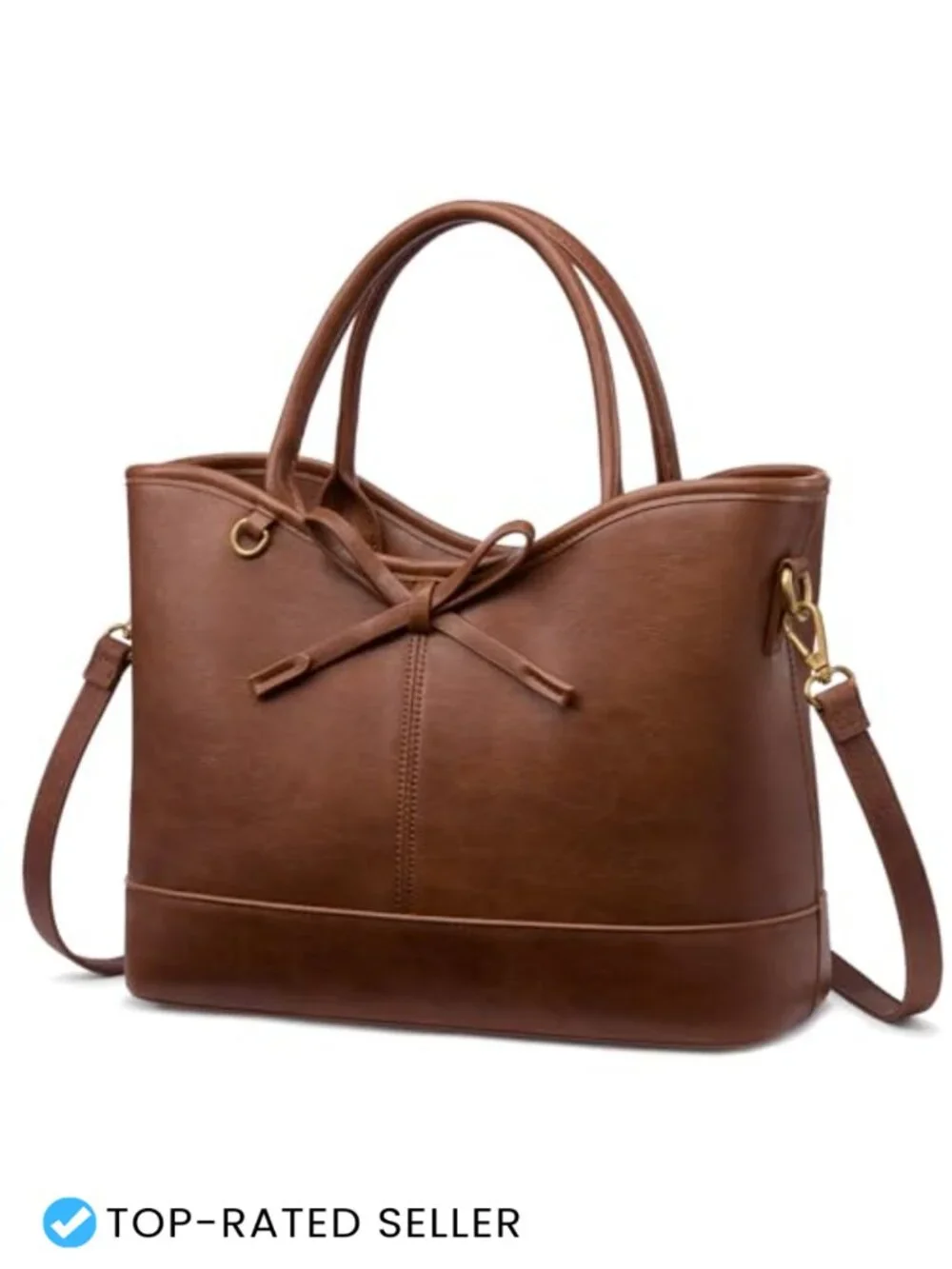 Vegan Leather Tote Satchel Bag Women Shoulder Crossbody Purse with Bow